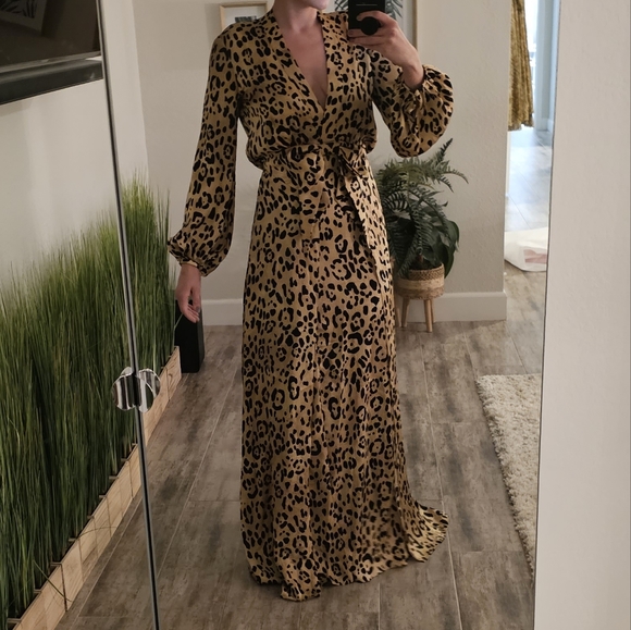 Temperley London Piera leopard-print silk gown us size 6 uk10 - Picture 4 of 15